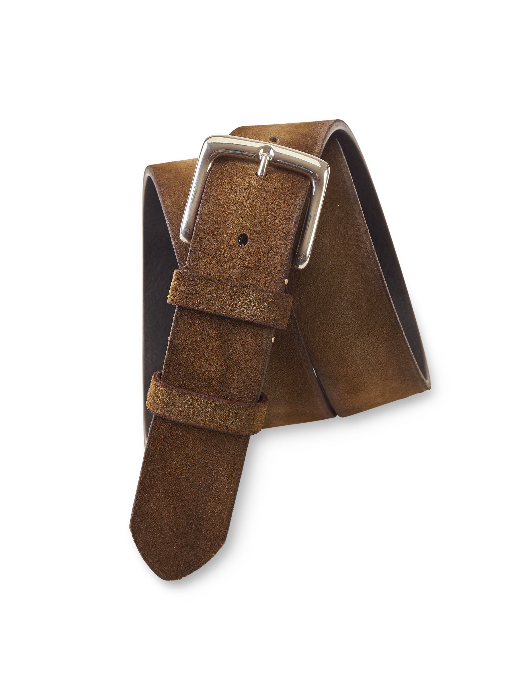 Taupe-colored, waxed nubuck belt